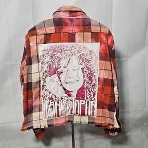 OOAK JANIS JOPLIN FRINGED FLANNEL SZ. SM-LG